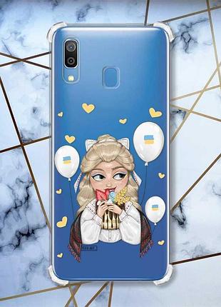 Чохол патріотичний з кутами на samsung galaxy a30 / a20 (2019) українка з солодощами (принт 175)