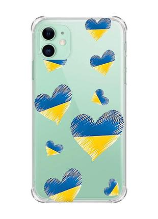 Чехол с утолщёнными углами на iphone 11 :: сердечка. украина (принт 258)
