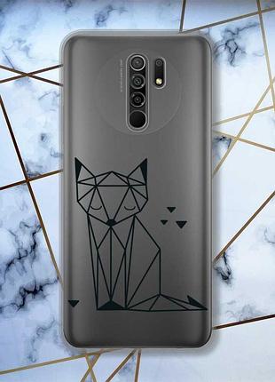 Прозрачный чехол на xiaomi redmi 9 лиса (принт 126)