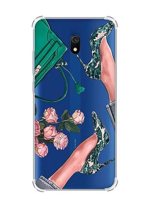Чехол с утолщенными углами на xiaomi redmi 8a :: туфельки и цветы (принт 225)