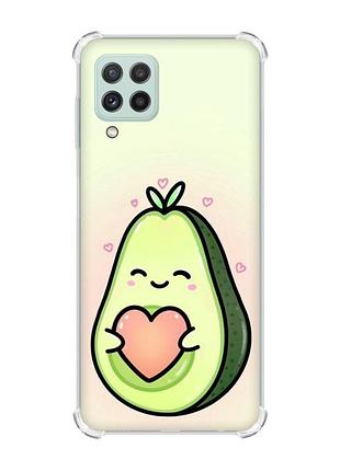Чехол с утолщёнными углами на samsung galaxy a22 5g / a22s 5g :: кавай авокадо с сердечком (принт 310)