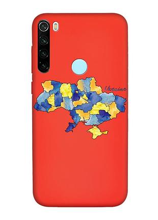 Матовый красный чехол на xiaomi redmi note 8t :: карта украины (принт 261)