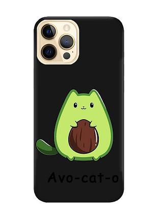 Матовий чорний чохол на apple iphone 12 pro max :: котик авокадо (принт 306)