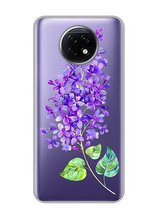 Прозорий чохол на xiaomi redmi note 9t/redmi note 9 5g :: гілочка бузку (принт 280)