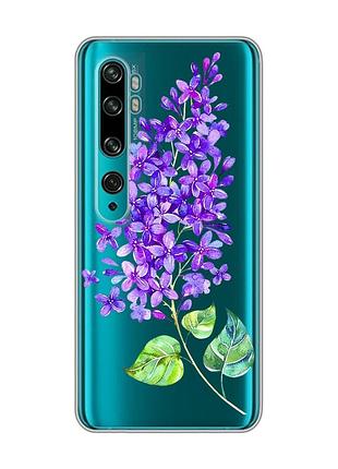 Прозорий чохол на xiaomi mi note 10/note 10 pro :: гілочка бузку (принт 280)