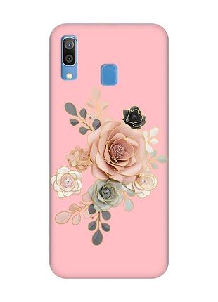 Матовый розовый чехол на samsung galaxy a30 (2019) / a20 (2019) :: розы (принт 275)