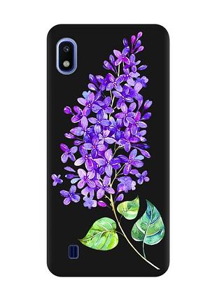Матовый черный чехол на samsung galaxy a10 (2019) a105 :: веточка сирени (принт 280)