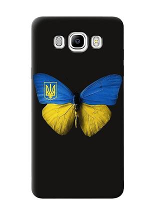Матовый черный чехол на samsung galaxy j7(2016) j710 :: бабочка украина (принт 255)