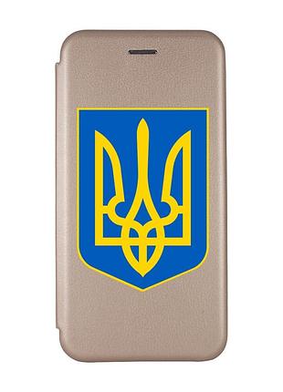 Чохол-книжка з малюнком для xiaomi redmi note 8 pro золотий :: тризуб україна (принт 256)