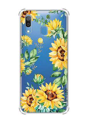 Чохол з потовщеними кутами на samsung galaxy a30 (2019)/a20 (2019) соняхи (принт 288)