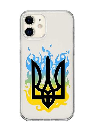 Прозорий чохол на iphone 12 mini :: тризуб полум'я (принт 257)