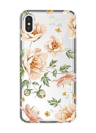 Прозорий чохол на iphone xs max :: квіти пастельні (принт 277)