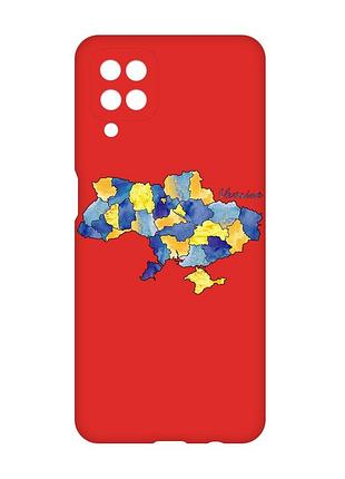 Матовый красный чехол на samsung galaxy a12 :: карта украины (принт 261)