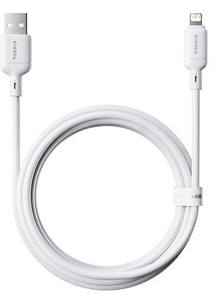 Дата кабель baseus silky series os fast charging usb to lightning 2.4a (2m) (p1037770) moon white 2