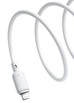 Дата кабель baseus silky series os fast charging usb to lightning 2.4a (2m) (p1037770) moon white 3