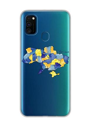 Прозрачный чехол на samsung galaxy m30s/м21 :: карта украины (принт 261)