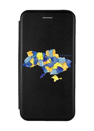 Чехол-книжка с рисунком на iphone x/xs :: черный :: карта украины (принт 261)