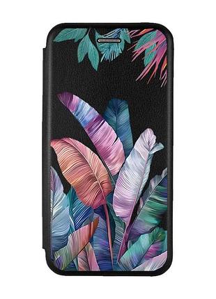 Чохол-книжка з малюнком для samsung galaxy a12 чорний :: тропіки (принт 372)