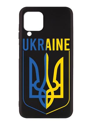Матовый черный чехол на samsung galaxy a12 :: тризуб (патриотический принт 254)