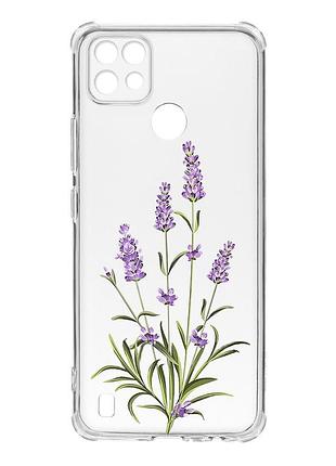 Чехол с утолщёнными углами на realme c21 :: веточки лаванды (принт 266)