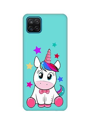 Матовий бірюзовий чохол на samsung galaxy a12 :: єдиноріг (принт 102)