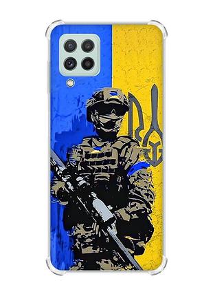 Чехол с утолщёнными углами на samsung galaxy m32/a22/m22 4g :: солдат (патриотический принт 350)