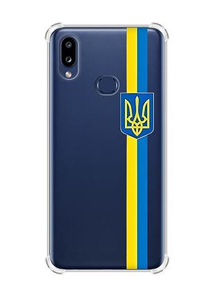 Чехол с утолщенными углами на samsung galaxy a10s/a107 :: лента украина (патриотический принт 253)
