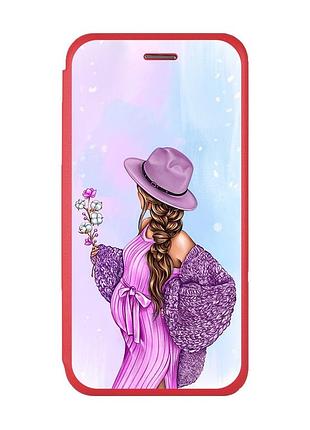 Чехол-книжка с рисунком на xiaomi redmi note 7/7 pro :: красный :: в ожидании девочки /принт 223/