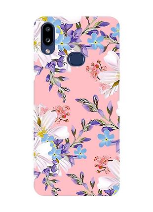 Матовый розовый чехол на samsung galaxy a10ѕ a107 :: цветочный рисунок (принт 272)