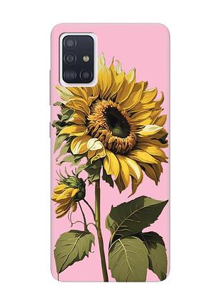 Матовый розовый чехол на samsung galaxy a71 / a715 :: подсолнечник (принт 274)
