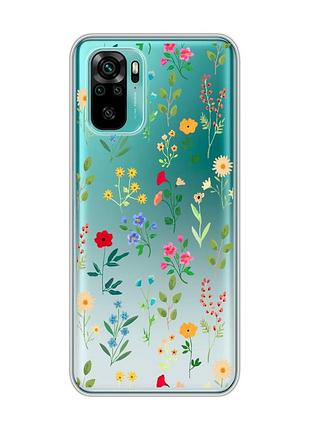 Прозрачный чехол на xiaomi redmi note 10 / note 10s :: цветочный фон (принт 269)