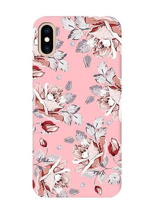 Матовый розовый чехол на iphone xs max :: фон розы (принт 273)