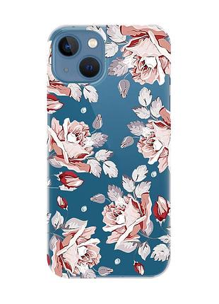 Прозрачный чехол на iphone 13 :: фон розы (принт 273)