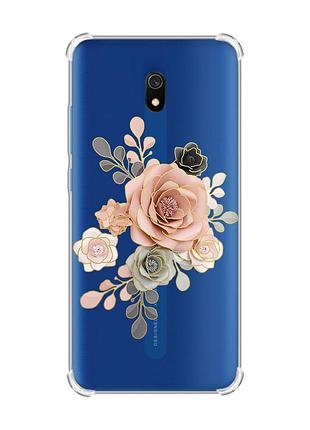 Чехол с утолщенными углами на xiaomi redmi 8a :: розы (принт 275)