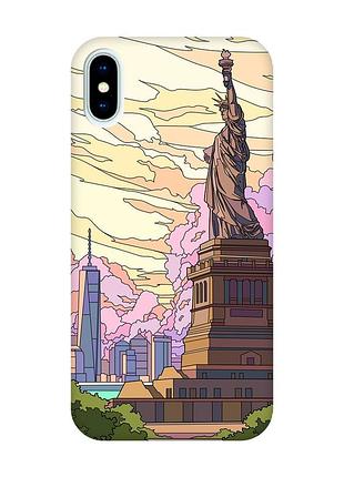 Чохол з рожевими боками на iphone x / xs :: статуя свободи (принт 331)