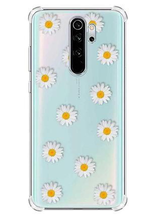 Чехол с утолщёнными углами на xiaomi redmi note 8 pro :: фон ромашки (принт 41)