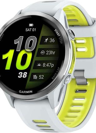 Смарт-годинник garmin forerunner 970 gps 1,4" amoled nfc wr50 whitestone/amp yellow (010-02969-11)