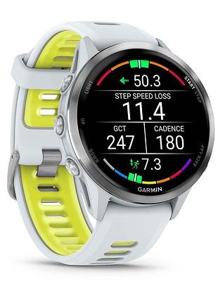 Смарт-часы garmin forerunner 970 gps 1,4" amoled nfc wr50 whitestone/amp yellow (010-02969-11) 6