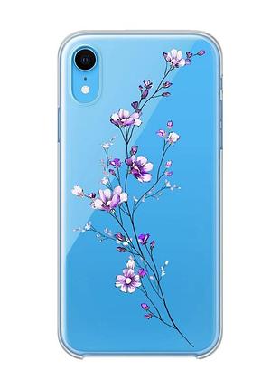 Прозрачный чехол на iphone xr :: веточка цветов (принт 278)