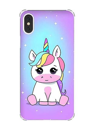 Чехол с утолщёнными углами на iphone x/xs :: единорог (принт 103)