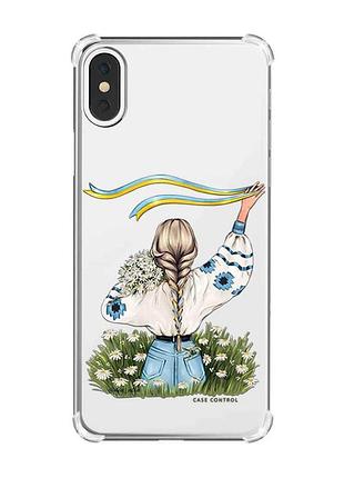 Чехол с утолщёнными углами на iphone x/xs :: девушка с лентой (принт 17)