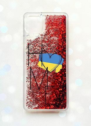 Чохол з плаваючими блискітками samsung galaxy a12 червоний :: дім україна (принт 353)