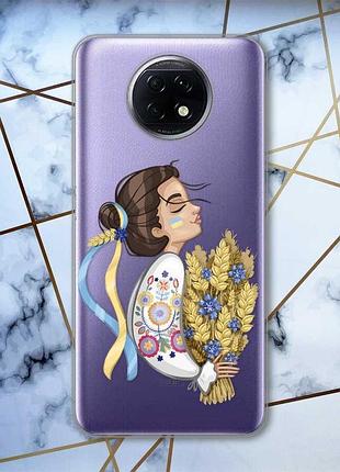 Прозорий чохол на xiaomi redmi note 9t/redmi note 9 5g українка з колосками (принт: 172)