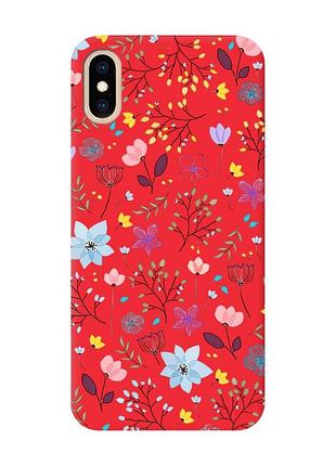 Матовый красный чехол на iphone xs max :: цветочный фон (принт 267)
