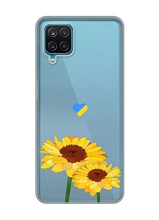 Прозрачный чехол на samsung galaxy a12 4g :: желтые цветы (принт 364)