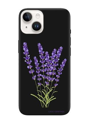 Матовый черный чехол на apple iphone 14 :: лаванда (принт 28)