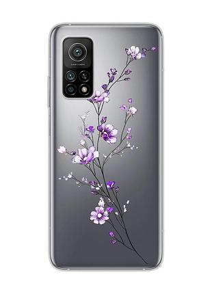 Прозрачный чехол на xiaomi mi 10t/mi 10t pro :: веточка цветов (принт 278)