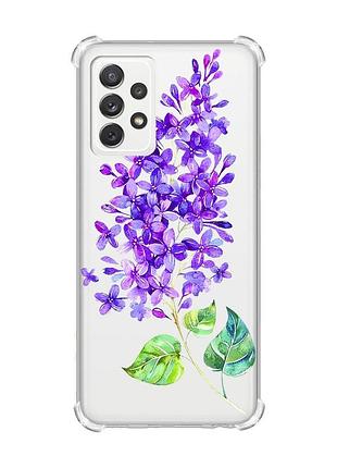 Чехол с утолщёнными углами на samsung galaxy a72 :: веточка сирени (принт 280)