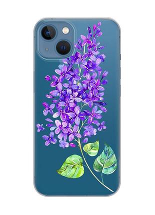 Прозрачный чехол на iphone 13 :: веточка сирени (принт 280)