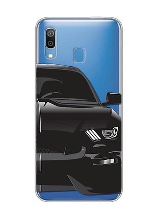Прозрачный чехол на samsung galaxy a30 (2019)/a20 (2019) авто чёрное (принт 232)